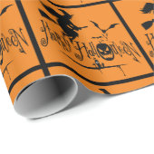 Happy Halloween-heks en vleermuizen Cadeaupapier (Rol Hoek)