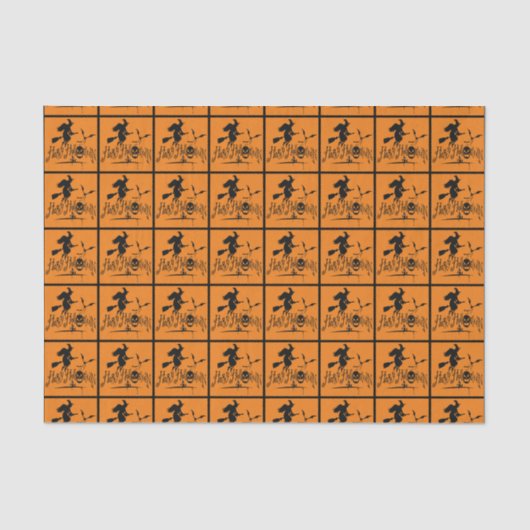 Happy Halloween-heks en vleermuizen Tissuepapier (Voorkant)