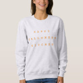 Happy Halloween-heks Funny Chic White & Sinaasappe Trui (Voorkant)