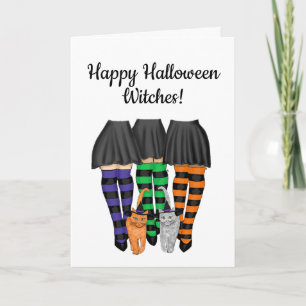 Happy Halloween-heks - heks en twee katten Kaart