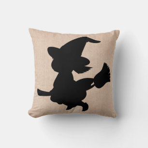 Happy Halloween-heks met Broom Burlap Kussen