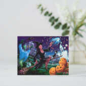Happy Halloween-heks met Graveyard-vrienden Briefkaart (Staand voorkant)