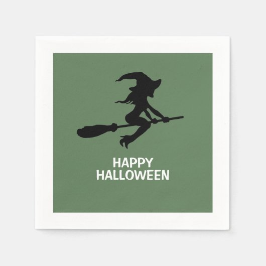 Happy Halloween, heks on Broomstick Servet (Voorkant)