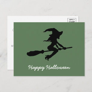 Happy Halloween, heks on Broomstick Uitnodiging Briefkaart
