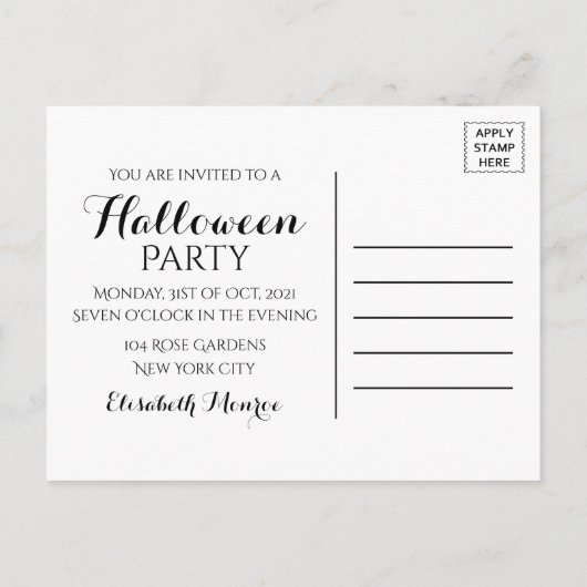 Happy Halloween, heks on Broomstick Uitnodiging Briefkaart (Achterkant)