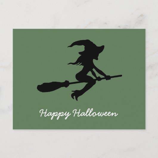 Happy Halloween, heks on Broomstick Uitnodiging Briefkaart (Voorkant)