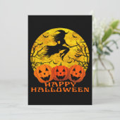 Happy Halloween-heks op Broom Kaart (Staand voorkant)