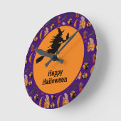 Happy Halloween-heks op een thuisdecor in Broom Ronde Klok (Hoek)