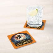 Happy Halloween - Heks op vliegende Broom Kartonnen Onderzetters (Insitu)