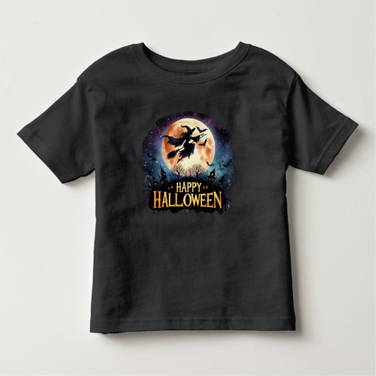Happy Halloween - Heks op vliegende Broom Kinder Shirts (Voorkant)