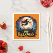 Happy Halloween - Heks op vliegende Broom Servet (Insitu)