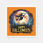 Happy Halloween - Heks op vliegende Broom Servet (Voorkant)