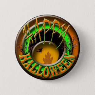 Happy Halloween-heks Ronde Button 5,7 Cm