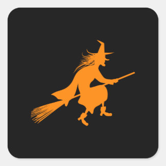 Happy Halloween-heks-silhouette gift Vierkante Sticker