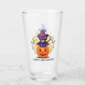 Happy Halloween - Heks Zwart Kat Glas (Achterkant)