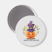 Happy Halloween - Heks Zwart Kat Magneet (Voorkant / Achterkant)