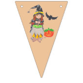Happy Halloween-heks zwarte en perzikbanner Vlaggetjes (Eerste vlag)