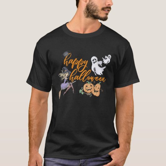 Happy Halloween heksengeesten goblins spinnen herf T-shirt (Voorkant)