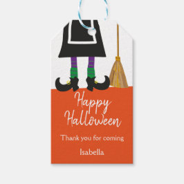 Happy Halloween Heksenpoten & bezem Gepersonalisee Cadeaulabel