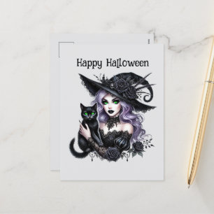 Happy Halloween heksenspreuk boeken Feestdagenkaart