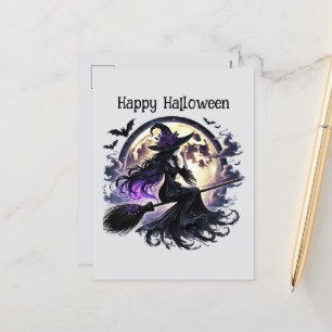 Happy Halloween heksenspreuk boeken Feestdagenkaart