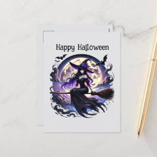 Happy Halloween heksenspreuk boeken Feestdagenkaart