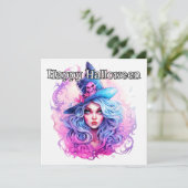 Happy Halloween | Heksenvrouw illustratie Kaart (Staand voorkant)