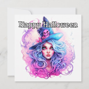 Happy Halloween   Heksenvrouw illustratie Kaart