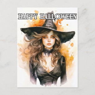 Happy Halloween   Herfst Heksenillustratie Briefkaart