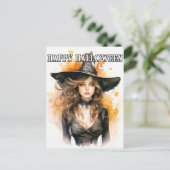Happy Halloween | Herfst Heksenillustratie Briefkaart (Staand voorkant)