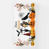 Happy Halloween Herfst Pumpkin Black Cat Owl Spook Spandoek (Verticaal)