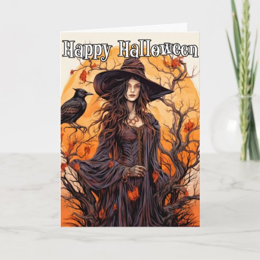 Happy Halloween | Herfstheks Kaart (Voorkant)