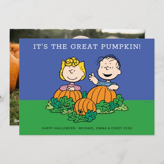 Happy Halloween | Het is de Grote Pompoen Feestdagenkaart (Voorkant / Achterkant)