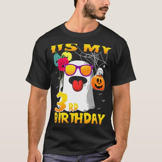 Happy Halloween Het is mijn 3e verjaardag 3 jaar o T-shirt (Voorkant)