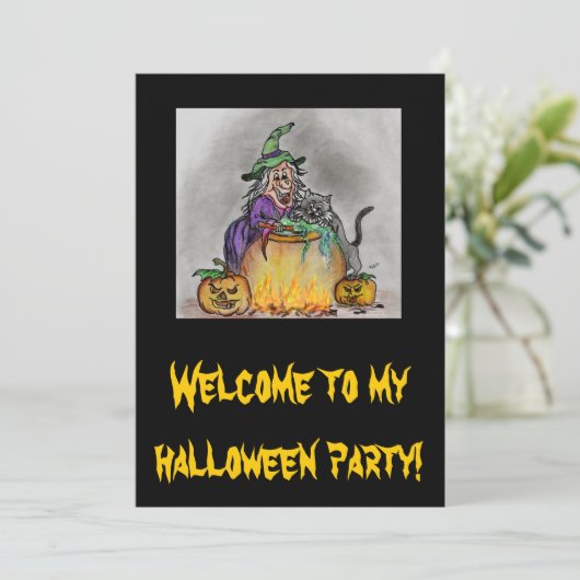 Happy Halloween Hexen-Katze Kaart (Staand voorkant)