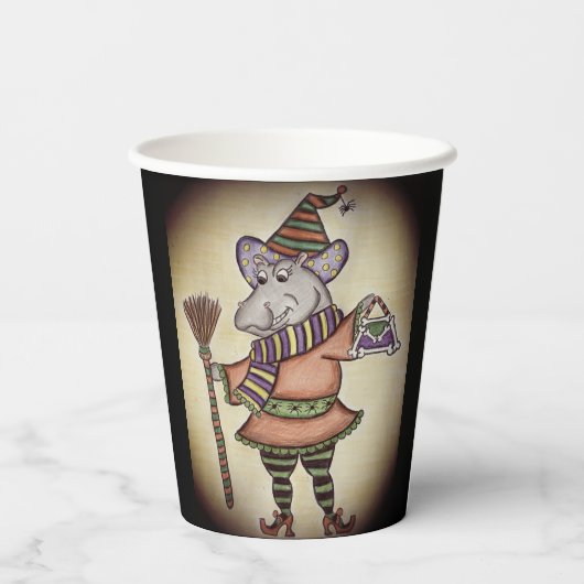 Happy Halloween Hippo Papieren Bekers (Achterkant)