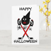 Happy Halloween Hockey Kaart (Gele Bloem)