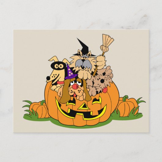 Happy Halloween-honden in pompoen Briefkaart (Voorkant)