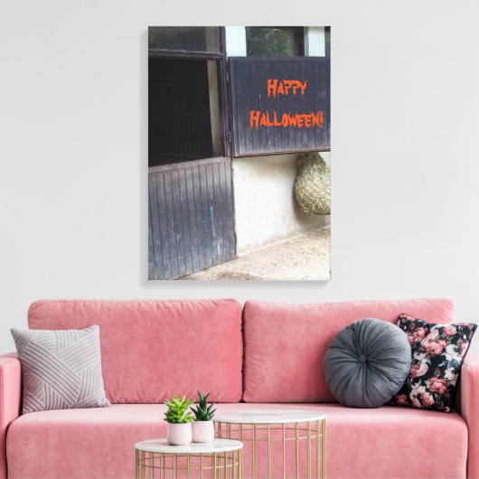 Happy Halloween Horse Stable door Riding School Canvas Afdruk (Insitu (Woonkamer))