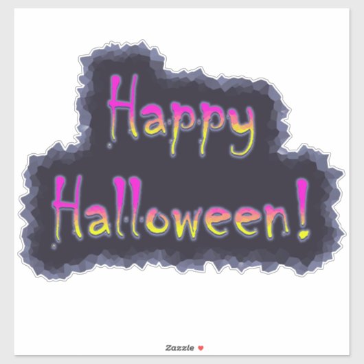 Happy Halloween Hot Pink & Yellow Sticker (Vel)