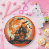 Happy Halloween House Schattige & feestelijk Hallo Papieren Bordje (Feest)