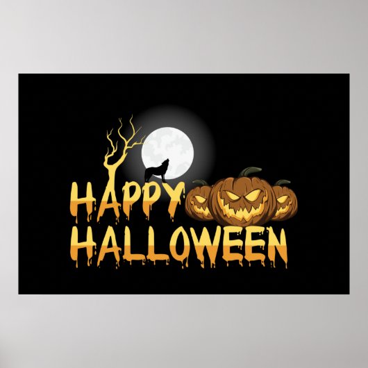 Happy Halloween Howling Wolf Poster (Voorkant)