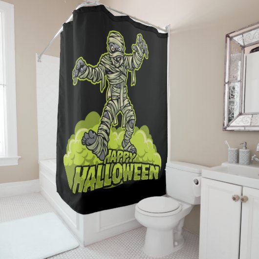 Happy Halloween Hungry Mummy Douchegordijn (In situ)