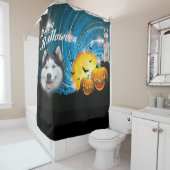 Happy Halloween Husky Douchegordijn (In situ)