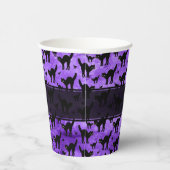 Happy Halloween Iconic Black Cat Silhouette Paars Papieren Bekers (Rechts)