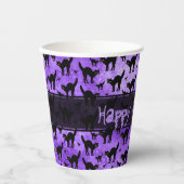 Happy Halloween Iconic Black Cat Silhouette Paars Papieren Bekers (Voorkant)
