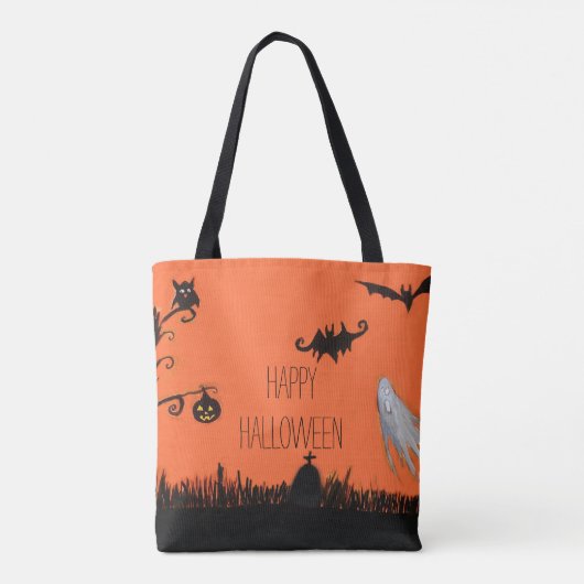 Happy Halloween Illustratie Canvas tas (Achterkant)