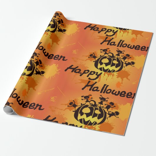 Happy Halloween Illustration Cadeaupapier (Uitgerold)