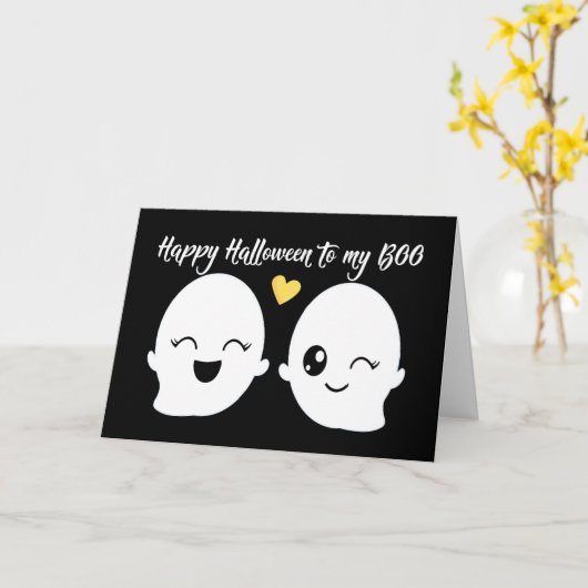 Happy Halloween in mijn BOO Cute Ghost Kaart (Gele Bloem)
