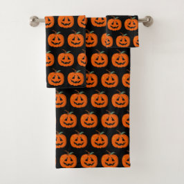 Happy Halloween Jack O Lantaarn Illustratieve Kuns Bad Handdoek